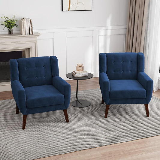 UIXE Velvet Accent Chairs Set of 2, Modern Arm Chair Mid-Century Living Room Armchair, Comfy