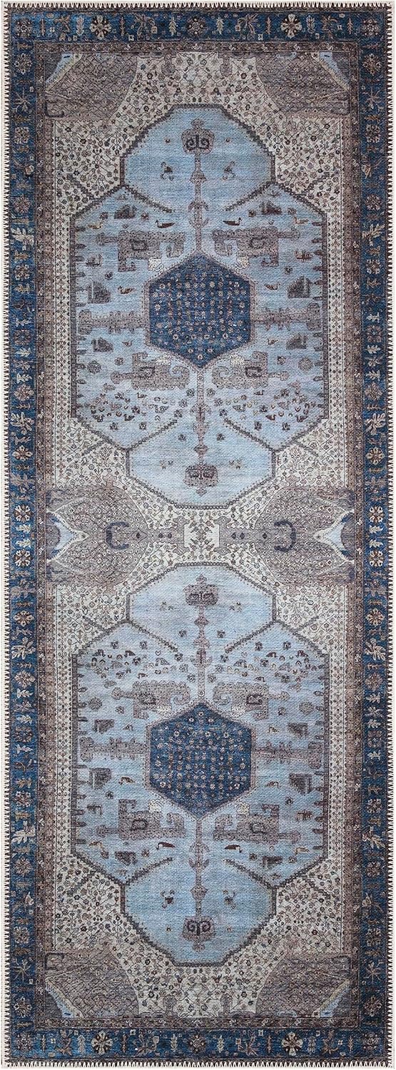 Keen Home Design 2x7 Rug - Machine Washable Runner Rug with Non-Slip Backing, Ideal for Hallway, Entryway, Kitchen, Laundry Room - Vintage, Easy Clean, Durable, Low Pile Rug - (2'6" x 7')