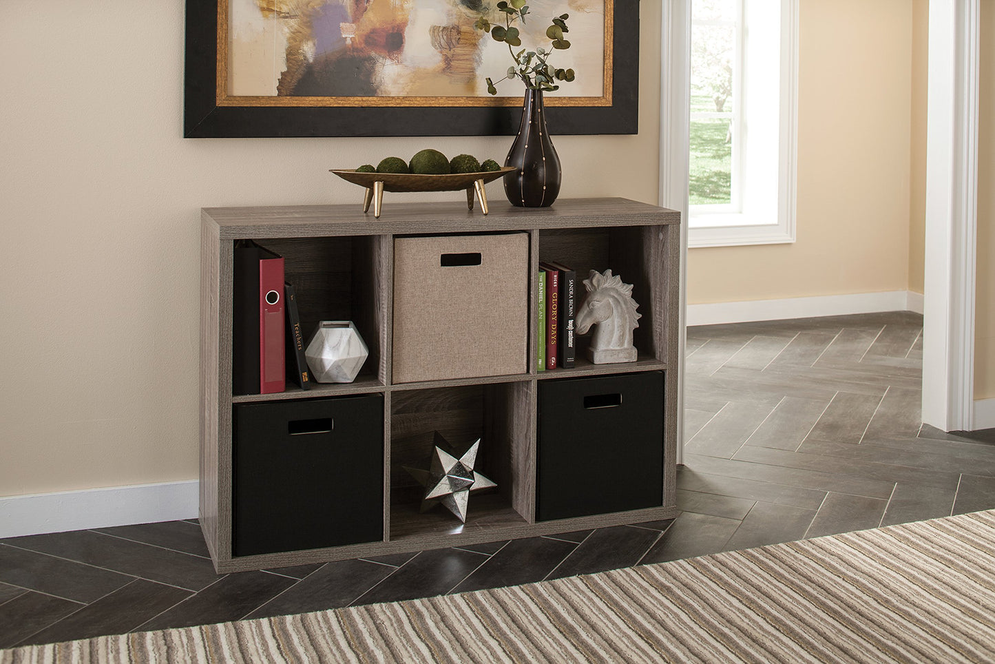 ClosetMaid 6 Cube Storage Shelf Organizer Bookshelf with Back Panel, Easy Assembly, Wood, Weathered