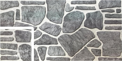 Dundee Deco 3D Wall Panels - Cladding Bluish Grey White Stone Look Wall Paneling, Styrofoam Facing for Interior and Exterior Applications, DIY, Sample, Size 10 x 10 in.