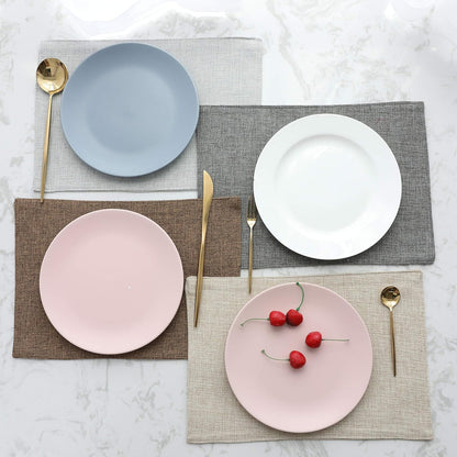Home Brilliant Cloth Placemats Set of 8 Heat Resistant Dining Table Place Mats Linen Kitchen Table Mats, Brown