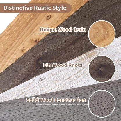 Axeman Floating Shelves for Wall, 8 Inch Deep Rustic Solid Elm Wood Wall Shelves for Storage, Wall Mounted Display Shelving with Invisible Heavy-Duty Metal Bracket, 36'' Width Set of 2, Natural