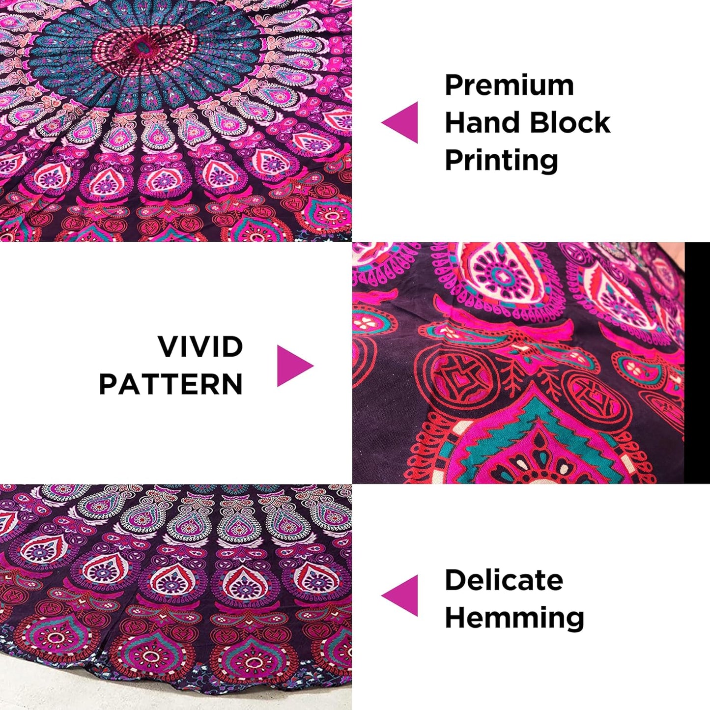 raajsee Indian Cotton Purple Tapestry Mandala Wall Hangings, Hippie Tapestries,Boho Throw Bohemian Bedding, Beach Blanket, Yoga Meditation Rugs Queen Bedspread Queen (82x92 Inches / 210x232 Cms)