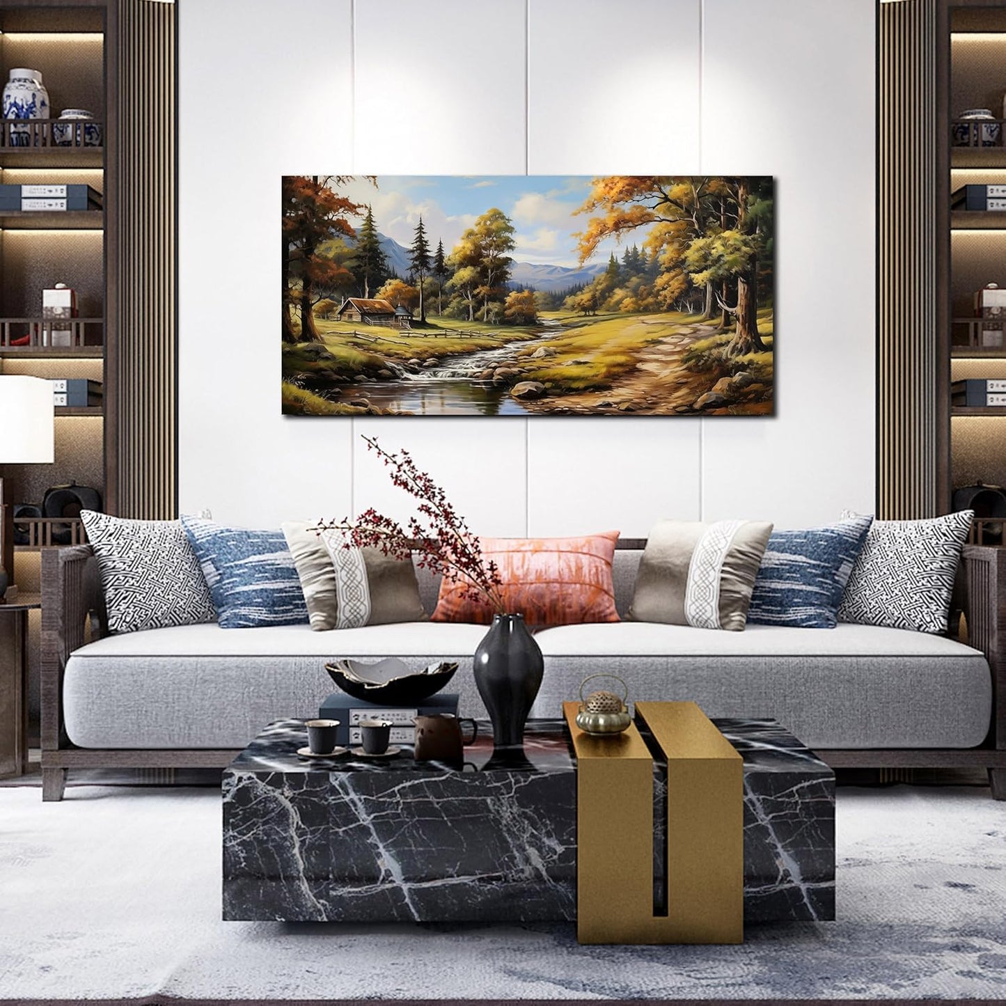 Natural Landscape Pictures for Living Room Wall Decoration,Large Farmhouse Wall Decor Office Canvas Wall Art 29 x 59 Inch