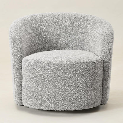 KINWELL Sherpa Swivel Barrel Chair & Round Ball Pillow Set - 34" Wide Modern Boucle Accent Chair with 9” Matching Nordic Decorative Throw Pillow for Living Room and Bedroom(Black White)