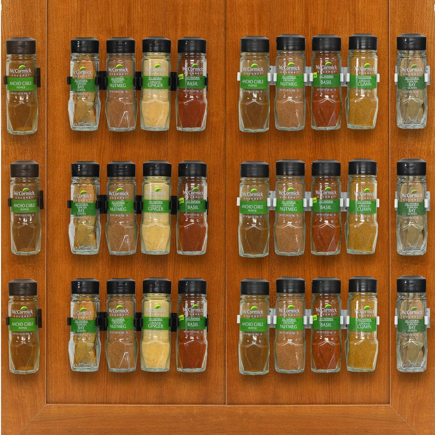 Simple Houseware 30 Spice Gripper Cabinet Holder - 6 Strips, Holds 30 Jars