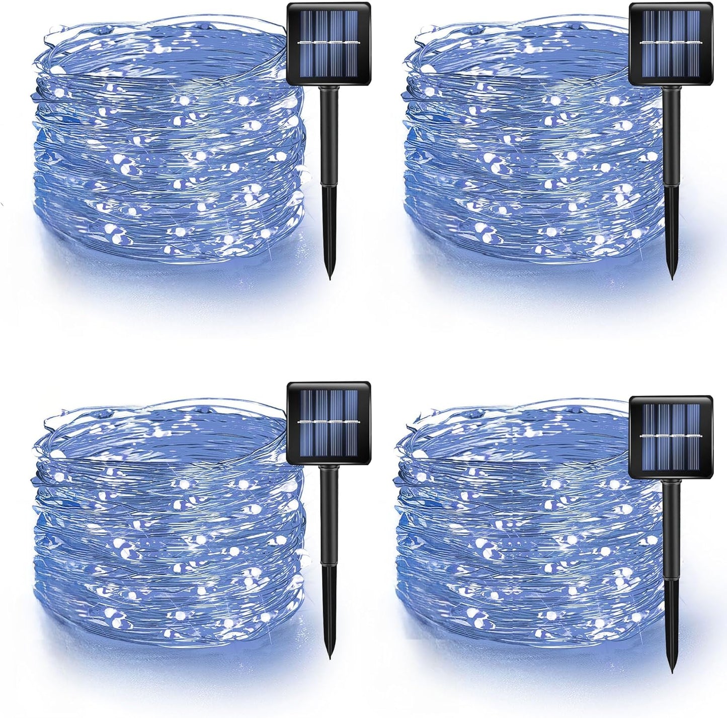 TW SHINE White Solar String Lights Outdoor, Total 160 FT 480 LED Solar Powered Waterproof Fairy Lights 8 Modes Copper Wire Lights for Christmas Party Tree Wedding Yard Decorations, 4 Pack