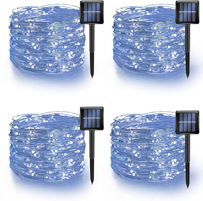 TW SHINE White Solar String Lights Outdoor, Total 160 FT 480 LED Solar Powered Waterproof Fairy Lights 8 Modes Copper Wire Lights for Christmas Party Tree Wedding Yard Decorations, 4 Pack