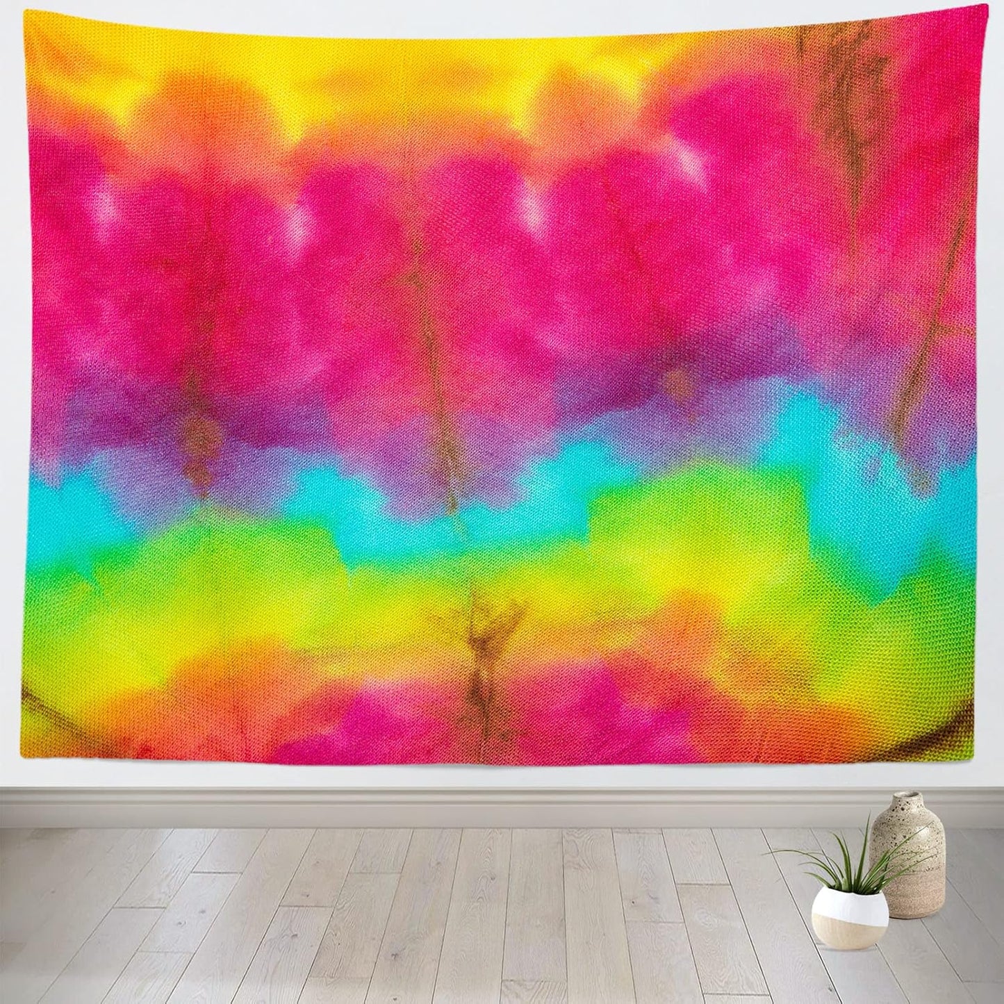 BELECO Tie Dye Tapestry Wall Hanging 70x47 Inch Fabric Tie Dye Color Texture Background Tapestry Groovy Sign Rainbow Tapestry Hippie Tie Dye Tapestries for Bedroom Living Room Dorm Decor