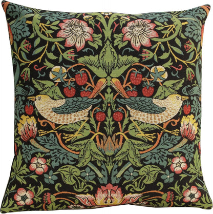 Charlotte Home Furnishings Throw Pillow Covers, Decorative Boho Pillow Covers for Couch, Living Room, Black Strawberry Square Cushion Cases 18x18 in, European Cotton Jacquard Woven, Cozy Bedroom Decor