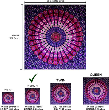 raajsee purple Tapestry- Best Mandala Wall Hanging- Mandala Tapestry For Bedroom Aesthetic-Size Medium (52x60 Inches / 132x152 Cms)