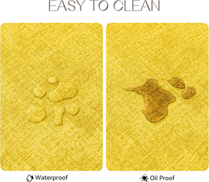 Romanstile Vinyl Placemats Set of 12-12 X 18 Inch - Heat Resistant Place Mats 100% Waterproof Oilproof Wipeable Reversible Faux Leather Table Mats for Kitchen/Dining/Party/Outdoor, Yellow