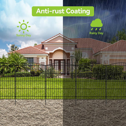 INJOPEXI Decorative Garden Fence 12 Panels 23.6ft (L)×30in (H) Garden Fences with 12 Panels Rustproof Metal Wire No Dig Animal Barrier Fencing Rabbit Dog Fence for Yard Patio Outdoor - Without Gate