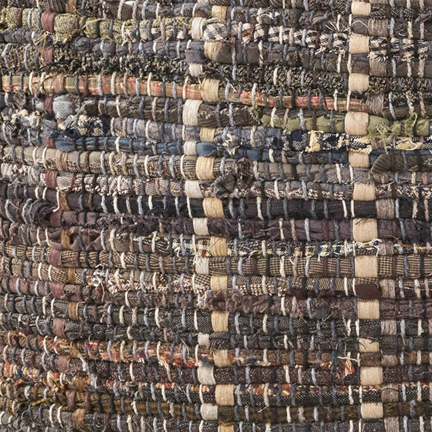 GDFStudio Boho Handmade Fabric Cube Pouf Ottoman Foot Stool - Bean Bag Floor Chair - Foot Rest Couch for Living Room Bedroom Khaki,16" x 16" x 16"