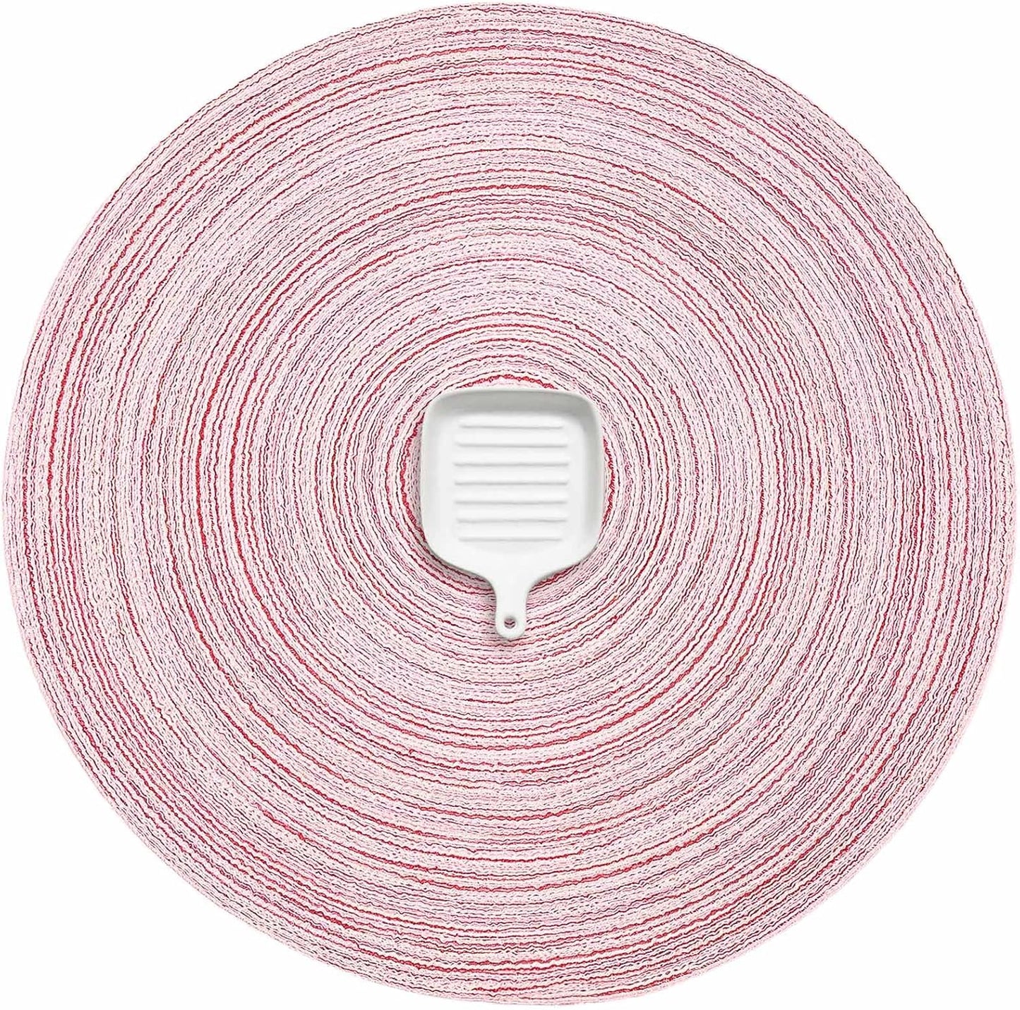 AHHFSMEI Round Braided Placemats Set of 6 Round Table Mats for Dining Tables Natural Woven Heat Resistant Place mats 15 Inch (Pink, 6)