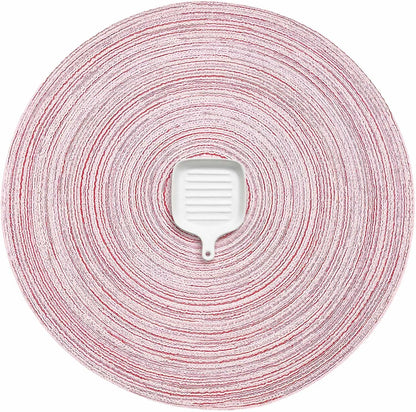 AHHFSMEI Round Braided Placemats Set of 6 Round Table Mats for Dining Tables Natural Woven Heat Resistant Place mats 15 Inch (Pink, 6)