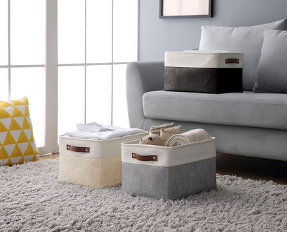 DECOMOMO Storage Bins Fabric Storage Baskets for Shelves, Linen Closet Organization Toys Nursery (Mixed Neutral, Large - 3 Pack)