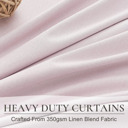 Pale Pink Blackout Kitchen Curtains 45 Inch Length 2 Panels Set, Pretty Pinch Pleated Natural Linen Mini Drapes Thermal Privacy with Hooks & Back Tab 45 Inch Long Curtain for Small Windows Light Pink