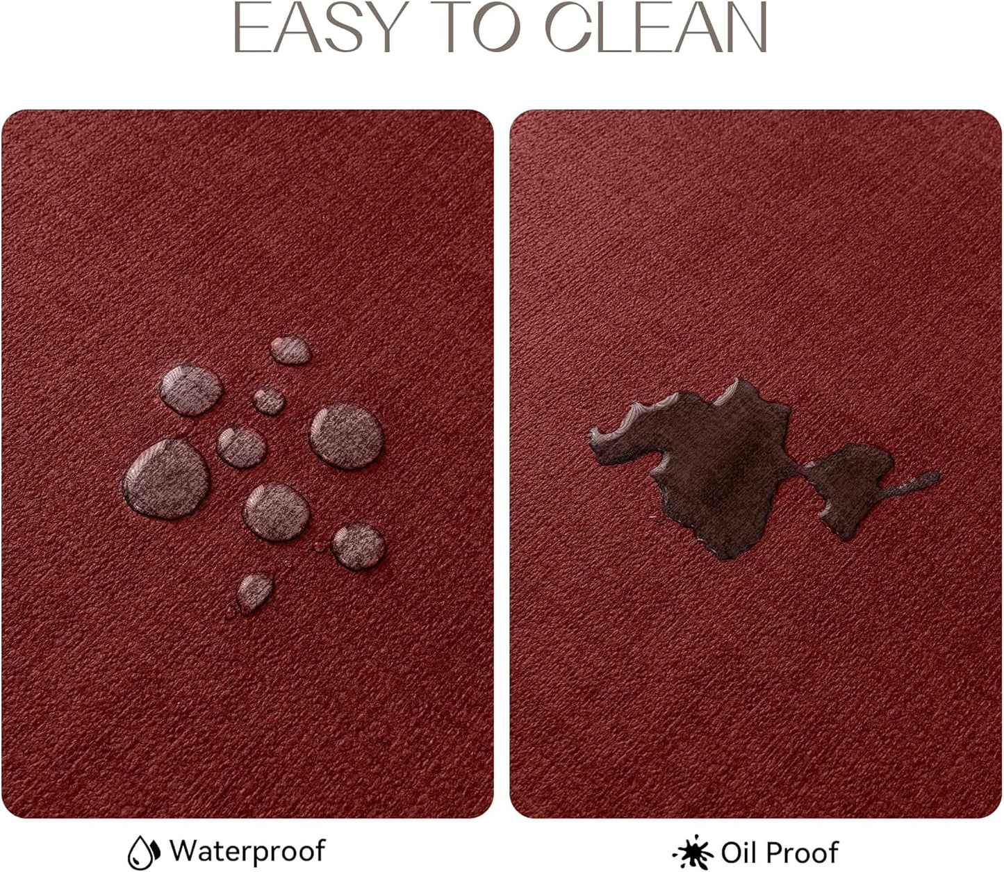 Romanstile Vinyl Placemats Set of 6-12 X 18 Inch - Heat Resistant Place Mats 100% Waterproof Oilproof Wipeable Reversible Faux Leather Table Mats for Kitchen/Dining/Party/Outdoor, Red