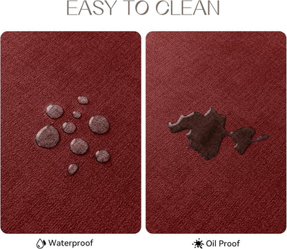 Romanstile Vinyl Placemats Set of 6-12 X 18 Inch - Heat Resistant Place Mats 100% Waterproof Oilproof Wipeable Reversible Faux Leather Table Mats for Kitchen/Dining/Party/Outdoor, Red