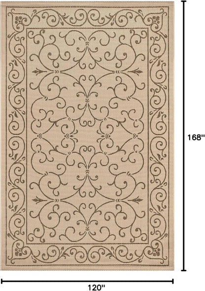 JONATHAN Y Vintage Filigree Indoor Outdoor Area Rug 10X14 Beige/Brown, Charleston Textured Weave for Backyard, Patio, Porch, Easy-Cleaning, High Traffic, Pet-Friendly, Non-Shedding (SMB106A-14)