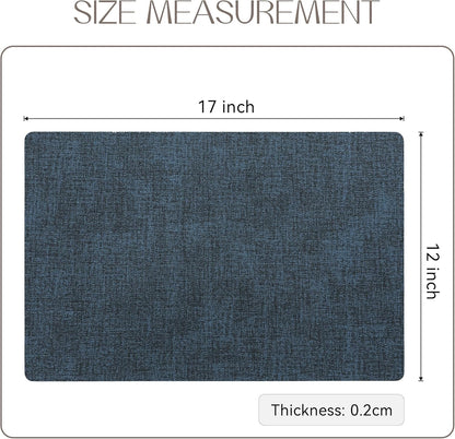 Romanstile Vinyl Placemats Set of 4-12 X 18 Inch - Heat Resistant Place Mats 100% Waterproof Oilproof Wipeable Reversible Faux Leather Table Mats for Kitchen/Dining/Party/Outdoor, Navy Blue