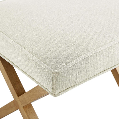 Amazon Basics Small Ottoman Foot Rest, Mid-Century Modern X Square Polyester Foot Stool, Linen, Ivory White, 18"D x 19.8"W x 18.3"H (Previously Rivet Brand)