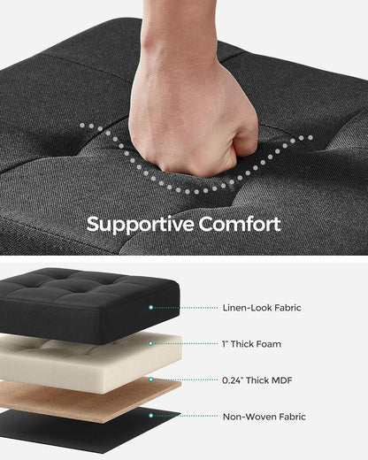 SONGMICS Storage Ottoman, Small Ottoman Foot Rest with Legs, 12.6 x 15.8 x 13.2 Inches Foot Stool, Load up to 660 lb, for Living Room, Bedroom, Dorm, Ink Black ULSF012B01