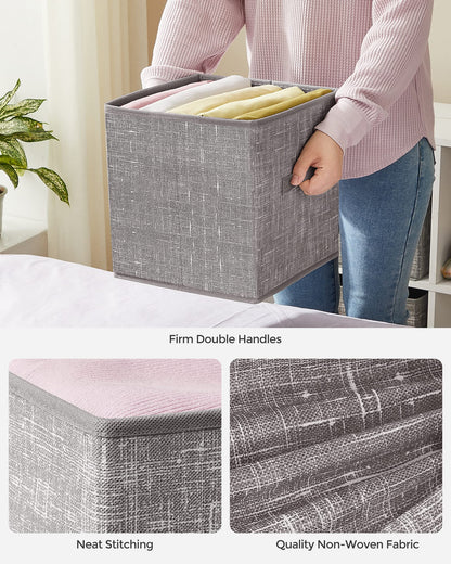 SONGMICS Storage Cubes, 11-Inch Non-Woven Fabric Bins with Double Handles, Set of 6, Closet