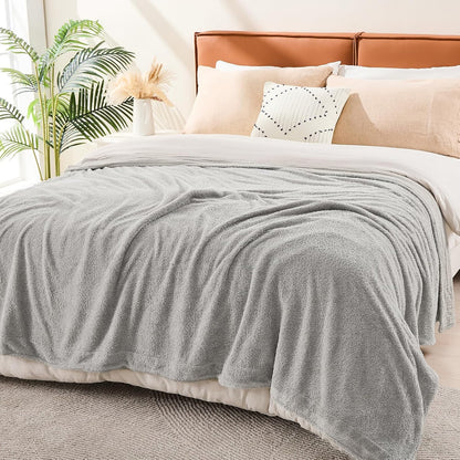EMME Muslin and Fleece Queen Blanket Reversible - 80"*90" Grey Soft Warm Throw Blankets for Couch Bed Picnic Travel Bed