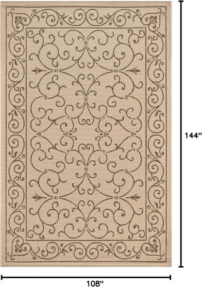 JONATHAN Y Vintage Filigree Indoor Outdoor Area Rug 9X12 Beige/Brown, Charleston Textured Weave for Backyard, Patio, Porch, Easy-Cleaning, High Traffic, Pet-Friendly, Non-Shedding (SMB106A-9)