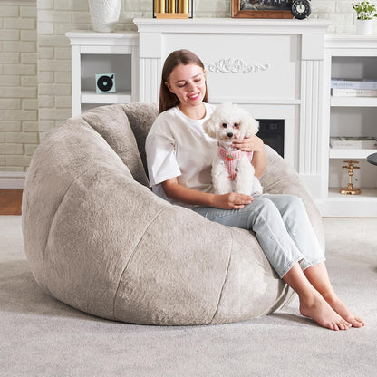 Hobestluk Bean Bag Chairs Large Bean Bag Couch for Adults Stuffed Sofa Chair Comfy Giant Bean Bag Chair with Spacious Design for Reading, Playing or Relaxing (Brown)