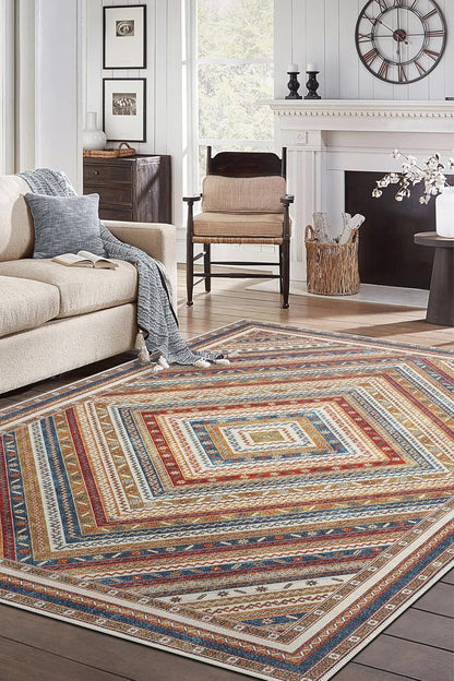Keen Home Design 3x5 Rug - Machine Washable Entry Rug with Non-Slip Backing, Ideal for Enteryway, Kitchen, Bathroom, Laundry Room - Vintage, Easy Clean, Durable, Low Pile Rug - (3' x 5')
