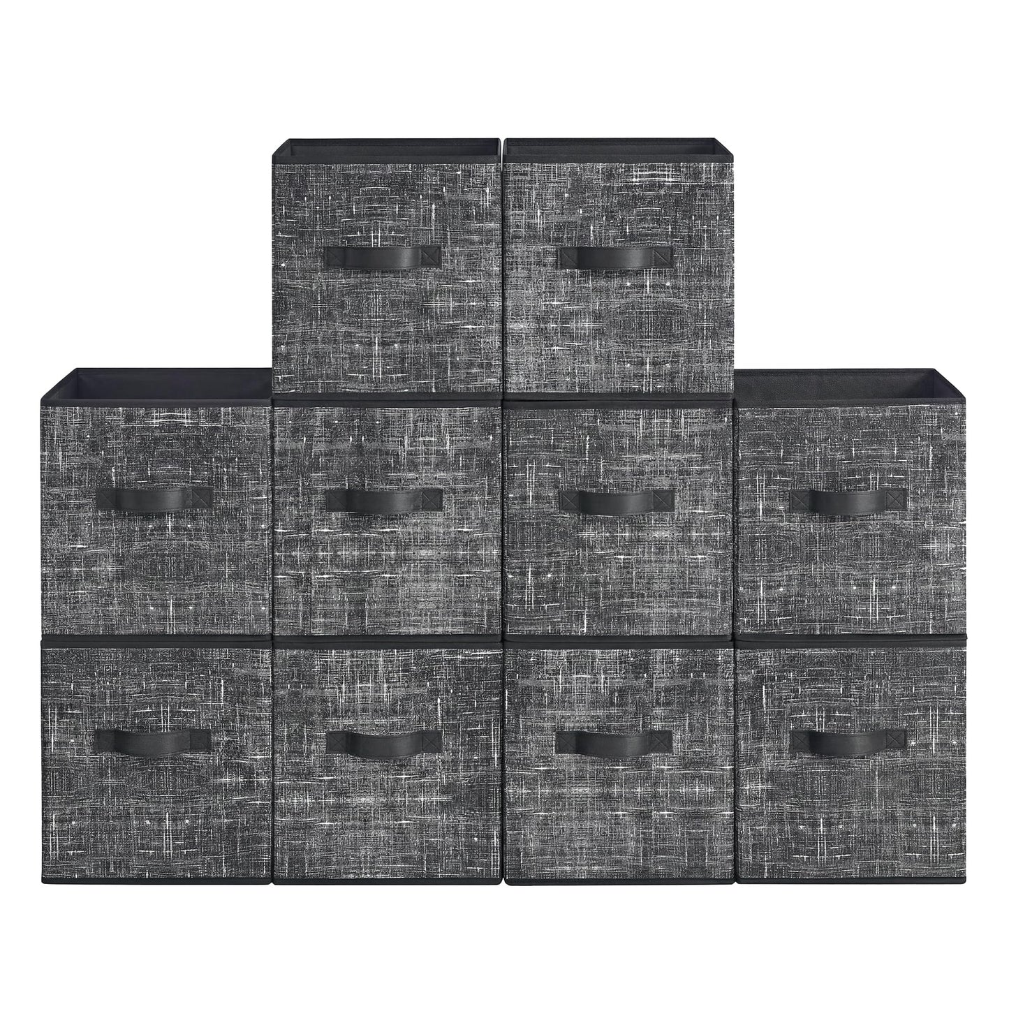 SONGMICS HOME Foldable Storage Cubes Set of 10, Fabric Shelf Organizer Bins with Handles, Closet