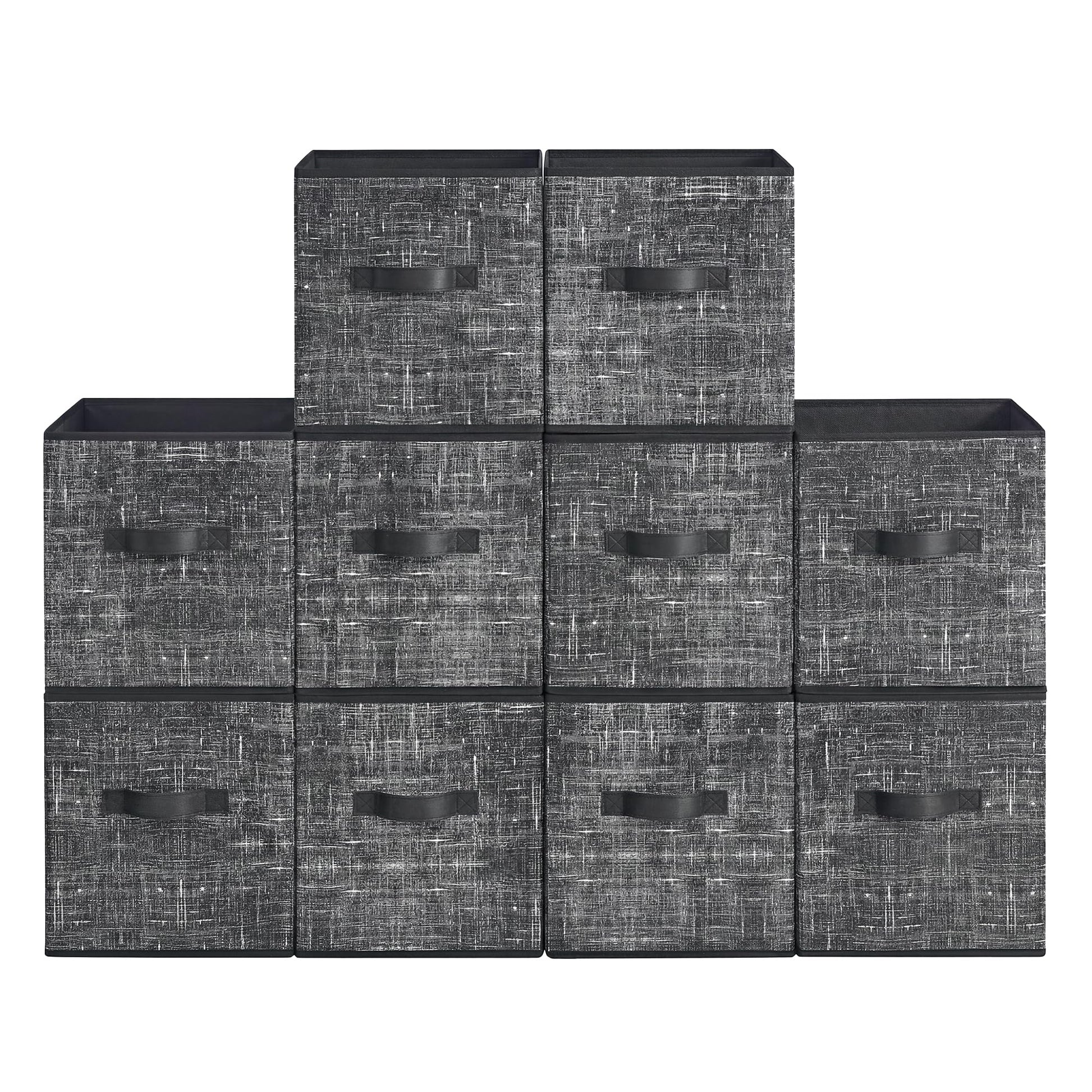 SONGMICS HOME Foldable Storage Cubes Set of 10, Fabric Shelf Organizer Bins with Handles, Closet