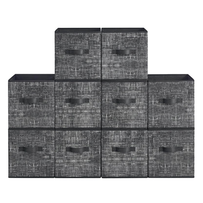 SONGMICS HOME Foldable Storage Cubes Set of 10, Fabric Shelf Organizer Bins with Handles, Closet