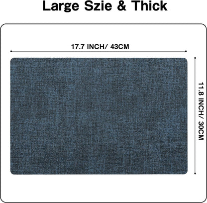 Chrysameld Vinyl Placemats Set of 4 - Faux Leather 100% Waterproof Oil-Proof Wipeable PU Place Mats, Heat Resistant Anti Slip Reversible Table Mats for Indoor & Outdoor Use,(17×12Inch, Navy Blue)