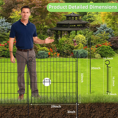 Decorative Garden Fence 32in (H) x24ft (L), 10 Pack No Dig Fence Animal Barrier for Dog with Lock, Arched Flower Bed Edging, Wire Border Panel Fencing for Yard Patio Outdoor Decor