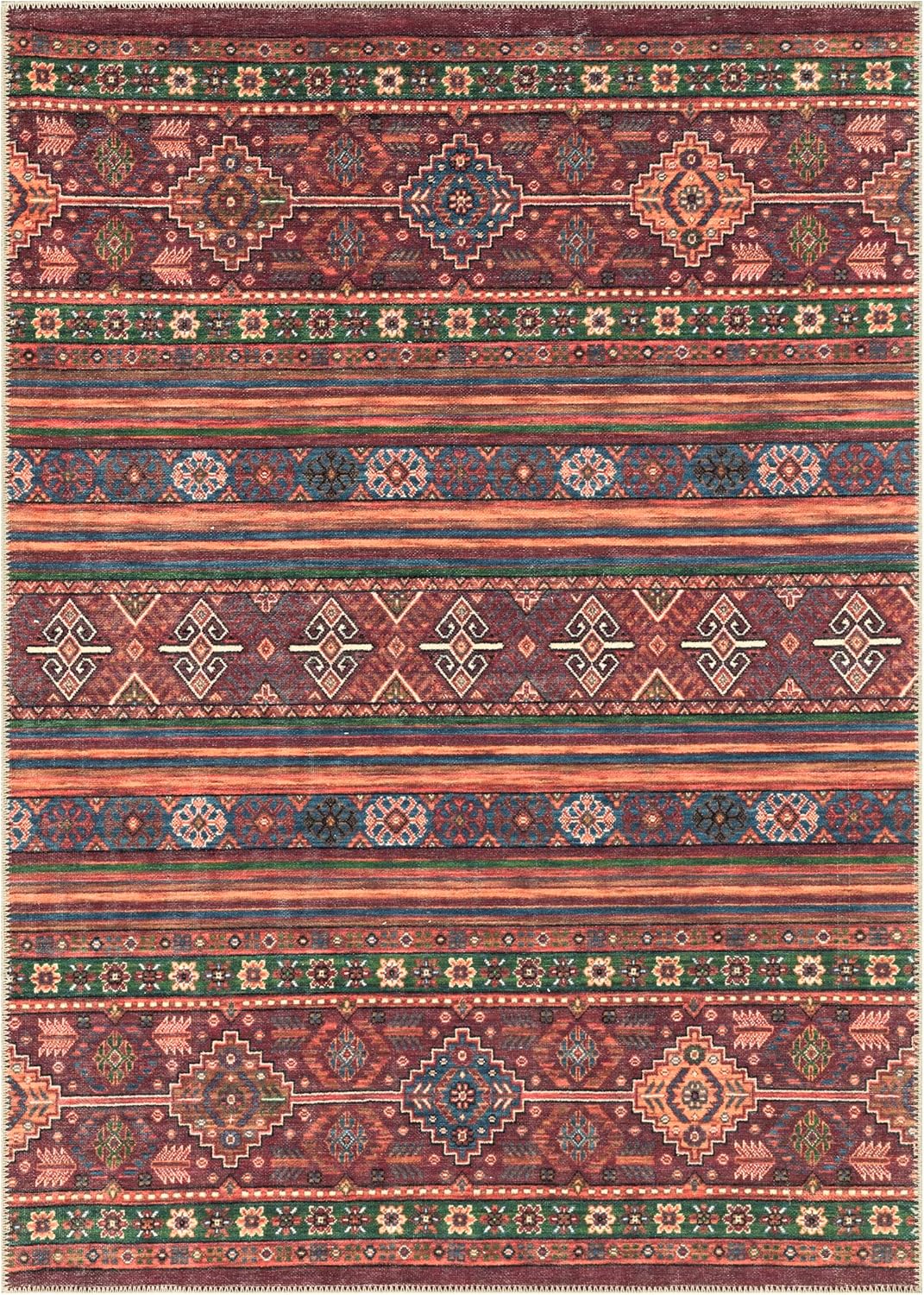 Keen Home Design 9x12 Rug - Machine Washable Area Rug with Non-Slip Backing, Ideal for Living Room, Dining Room, Bedroom - Vintage, Easy Clean, Durable, Low Pile Rug - (9' x 12')