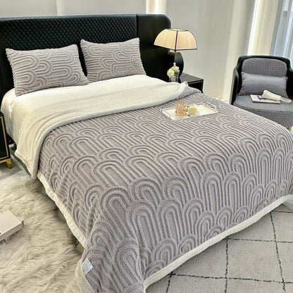 UKELER Sherpa Bed Blanket 80 × 90 inch, Ultra Soft Queen Size Throw Blanket for All Season, Cozy Plush Arch Fleece Blankets for Bedroom Living Room Dorm Hostel Sofa Camping, Grey