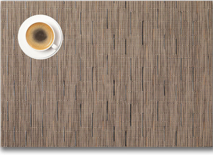 Placemats Set of 4 - Easy Clean Woven Vinyl Placemats for Dining Table, Indoor/Outdoor Place Mats, Washable PVC Table Mats （Light Brown）