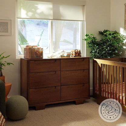 babyletto Yuzu 6-Drawer Dresser in Natural Walnut, Greenguard Gold Certified