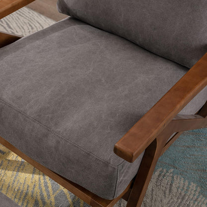 chairus Mid Century Accent Armchair Modern Upholstered Lounge Chair Compfy Leisure Arm Chair for Living Room Fireplace/Bedroom/Reception/Dorms, Denim Fabric Grey