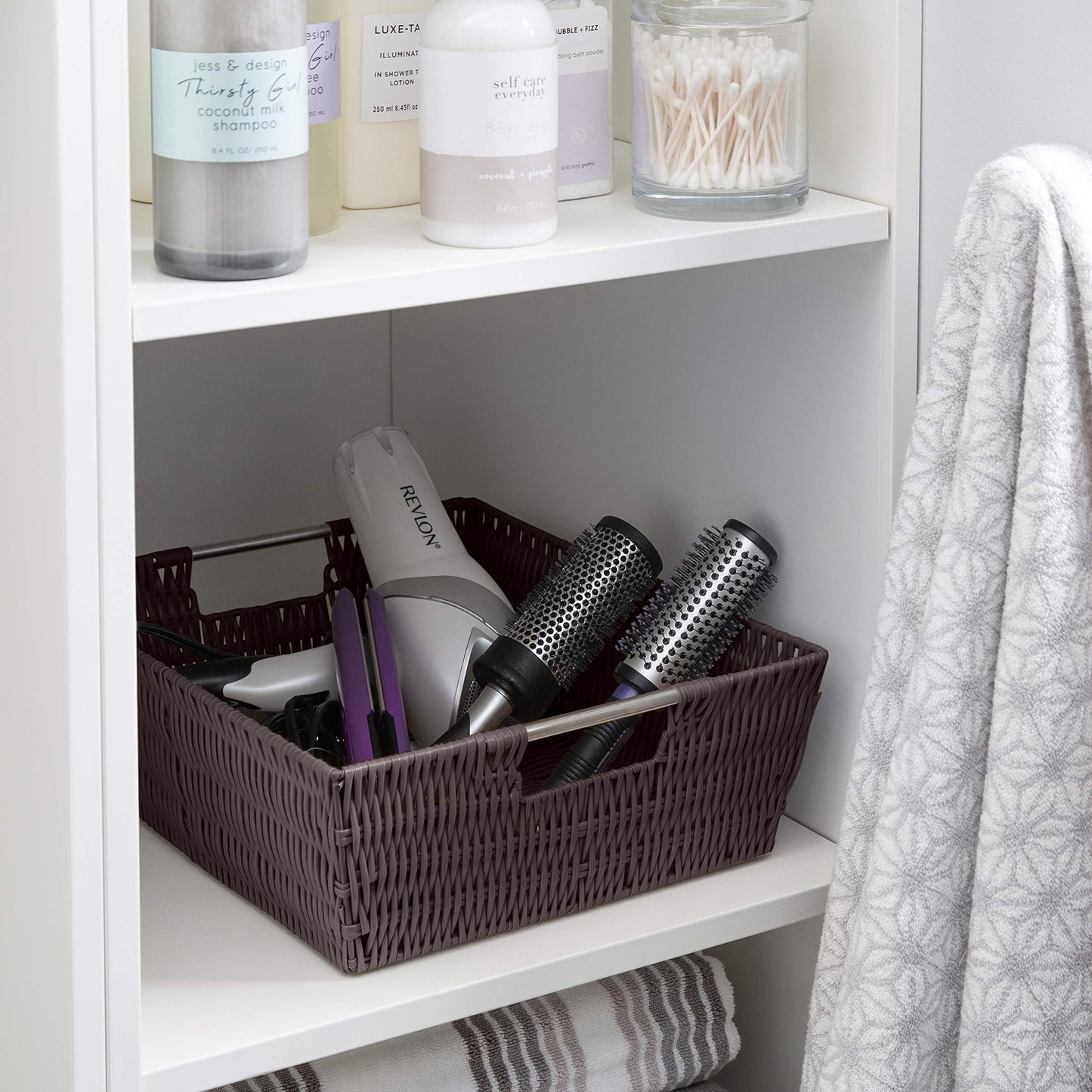 Simplify 15"x13"x5" Shelf Storage Woven Handles | Nursery | Playroom | Toys | Bedroom | Closet |