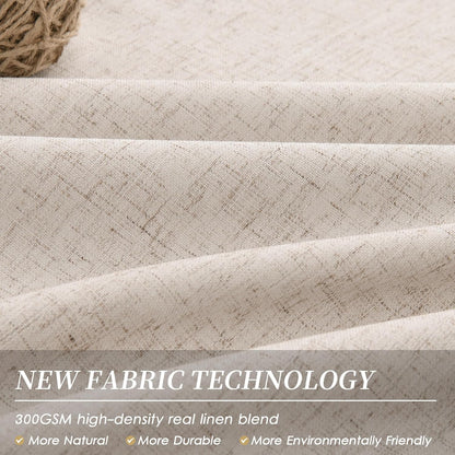 BOODII Oatmeal Linen Black Out Curtains 63 Inch Long 2 Panels Set for Bedroom Light Blocking Curtains Greige with 100% Blackout Backing Warm Taupe Thermal Insulated Room Darkening Nursery Curtain
