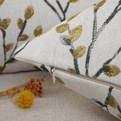 YOUR SMILE Classical Embroidery Jacquard Yellow/Gold Square Decorative Throw Pillow Case Cushion Cover,12x20 inch