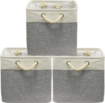 SIMPLE HOUSEWARE Fabric Storage Cubes, 13" x 13" Storage Bin, 3 Pack, Gray