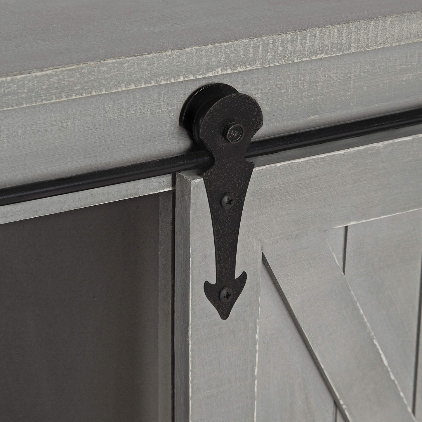 Kate and Laurel Cates Decorative Farmhouse Cabinet Wall Organizer with Sliding Barn Door and 3