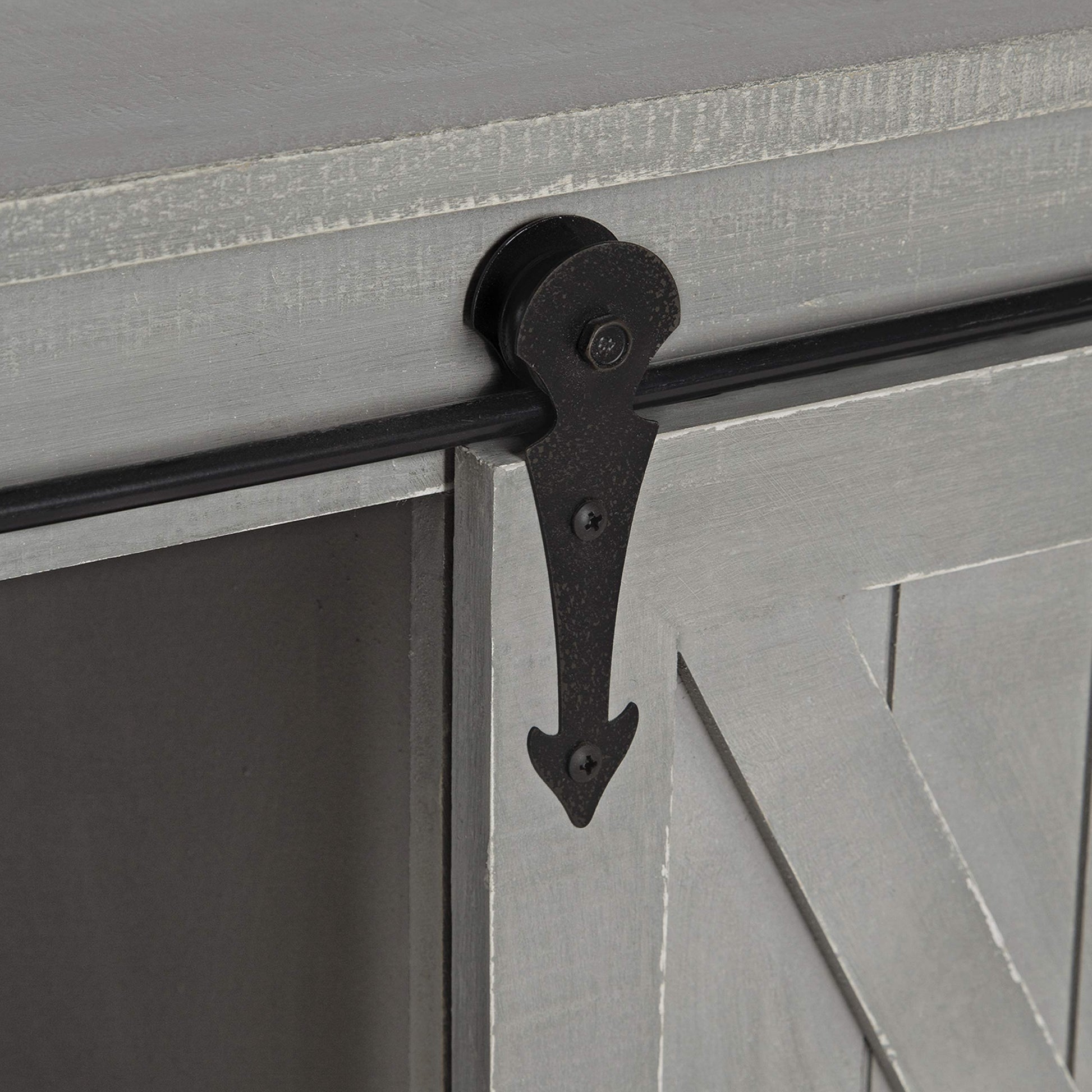 Kate and Laurel Cates Decorative Farmhouse Cabinet Wall Organizer with Sliding Barn Door and 3