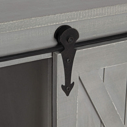 Kate and Laurel Cates Decorative Farmhouse Cabinet Wall Organizer with Sliding Barn Door and 3
